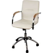Крісло SAMBA GTP V-18 1.031, позов. шкіра, бежевий, метал. хром. база, дерев. підлокітн.