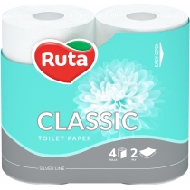 Папір туалетний 2 шари Ruta Classic 4 рулони, білий