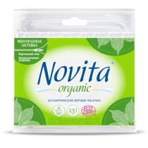 Палички ватні NOVITA Organic в поліетиленовому пакеті 100 штук