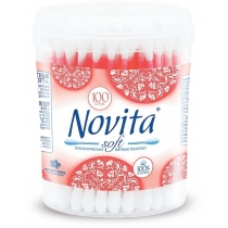 Палички ватні NOVITA Soft в круглiй банці 100шт