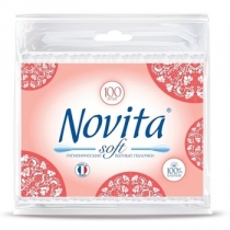 Палички ватні NOVITA Soft в поліетиленовому пакеті 100шт