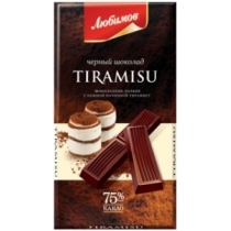 Шоколад чорний Любимов з начинкою тірамісу 73% 100 г