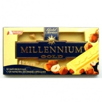 Шоколад білий Millennium Gold з цільним горіхами 100 г