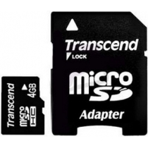 Карта пам'яті MicroSDHC 4GB TRANSCEND Class 4 з SD адаптером