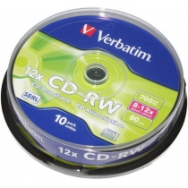 Диск CD-RW Verbatim Cake 700 Mb, 10шт, 12x