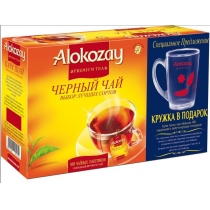 Чай Alokozay Tea 100 шт чорний подарунковий набір з прозорою чашкою