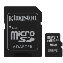 Карта пам'яті microSDHC 16Gb Kingston, кл.4 + SD адаптер