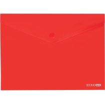 Папка-конверт А5 прозора на кнопці Economix, 180 мкм, фактура "глянець", червона