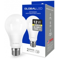 Лампа світлодіодна A60 12W 3000K 220V E27 AL, Global Джерела світла