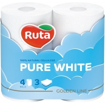 Папір туалетний 3 шари Ruta Pure White 4 рулони, білий