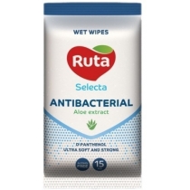 Серветки вологі з екстрактом алое selecta antibacterial Ruta 15 шт