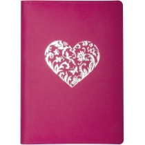Діловий записник А6, тиснення "Серце", м'яка обкладинка, кремовий блок, рожевий