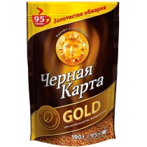 Кава розчинна Чорна карта Gold сублім. пакет, 190г