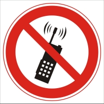 Знак забороняючий "Забороняється користуватись мобільним (сотовим) телефоном або переносною рацією"