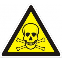 Знак попереджуючий "Обережно! Ядовиті речовини" (ст. тр. 130 мм, самоклейка)