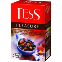 Чай TESS Pleasure 90 г чорний з шипшиною, яблуком, пелюстками квітів і ароматом тропічних фруктів