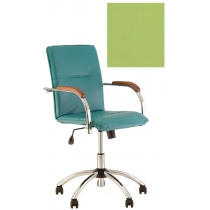 Крісло SAMBA GTP EV-12 1.031, позов. шкіра ELIPS, зелений, метал. хром. база, дерев. підлокітн.