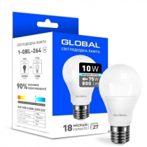 Лампа світлодіодна GLOBAL A60 10W 4100K 220V E27
