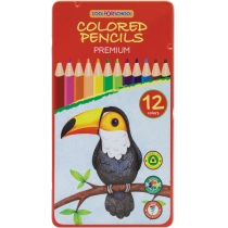 Олівці кольорові "Premium", 12 кольорів, тригранні, в металевій коробці
