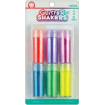 Набір блискіток для декорування "Neon Glitter Shaker", 6 кол. по 9г з клеєм 6 мл