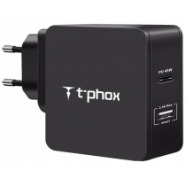 Мережевий зарядний пристрій T-PHOX 57W Fast Charge - TYPE-C PD 45W+USB 12W Black