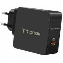 Мережевий зарядний пристрій T-PHOX 48W Fast Charge-TYPE-C PD 30W+QC3.0 18W Black