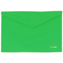 Папка-конверт А4 непрозора на кнопці Economix, 180 мкм, фактура "помаранч", зелена