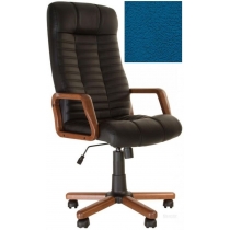 Крісло, ATLANT EX Tilt, Шкіра LUX, синій, з дерев. наклад. і підлокіт.