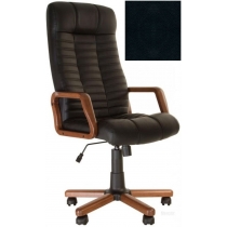 Крісло, ATLANT EX Tilt, Шкіра SPLIT, чорний, з дерев. наклад. і підлокіт.