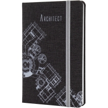 Діловий записник Architect коричневий, А5, тверда обкладинка текстиль, гумка, блок клітинка