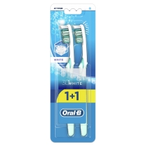 Зубна щітка Oral-B 3D White Відбілювання середня, 1 шт + 1 шт безкоштовно