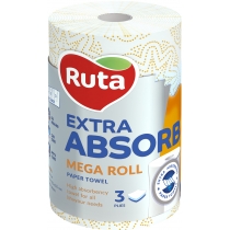Рушники паперові 3 шари Ruta Selecta Mega roll 1 рулон білі