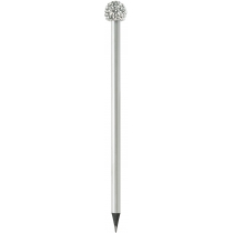 Олівець чорнографітний HB із акриловою сяючою прикрасою, сріблястий корпус