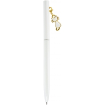 Ручка металева біла з брелоком 