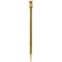 Ручка металева з фігуркою "Золотистий песик", пише синім