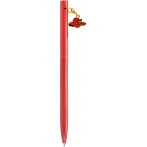 Ручка металева червона з брелоком "Капелюшок", пише синім