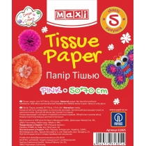 Папір тішью, 17г/м, 5 аркушів 50*70 см, колір пастельний рожевий