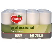 Рушники паперові 2 шари Ruta Professional 8 рулонів білі