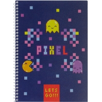 Блокнот "Pixel: Lets Go!" А5, пластикова обкладинка, спіраль, 60 арк., клітинка