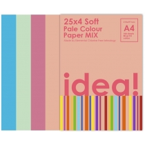 Папір Idea!(набір) кольоровий Pale Colour mix SOFT 25х4, А4 80 г/м2 100арк
