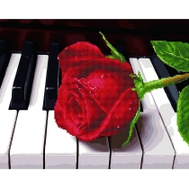 Діамантова мозаїка "Троянда на піаніно", 40*50 см