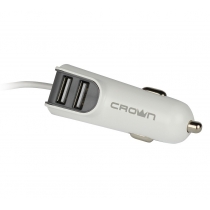 Автомобільний зарядний пристрій білий CROWN CMСС-005