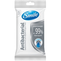 Серветка волога SMILE Antibacterial зі спиртом 15шт