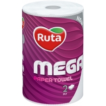 Рушники паперові 2-шари Ruta Mega 1 рулон білі