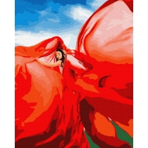 Набір, техніка акриловий живопис за номерами, "Жінка в червоному", 40*50 см