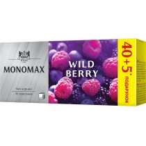 Чай чорний з ароматом лісових ягід пакетований МОNОМАХ WILD BERRY 40+5шт х 1,8г