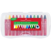 Набір крейди воскової кольорової  Faber-Castell Jumbo  у пластиковому пеналі 12 кольорів