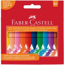 Набір крейди воскової кольорової Faber-Castell Plastic Grip Jumbo  12 кольорів