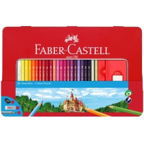 Олівці кольорові Faber-Castell 48 кольорів "Замок" в металевій коробці з аксесуарами