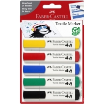 Маркери для тканини Faber-Castell Textile Marker, 5 кольорів у блістері